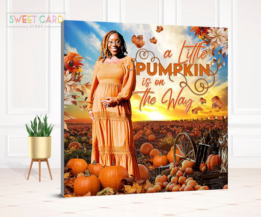 A little pumpkin is on the way BACKDROP, fall baby shower backdrop, Baby shower backdrop, Floral pumpkin pampas sunshine banner backdrop