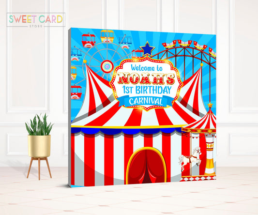 Circus Tent Printable Party Backdrop, Circus Party Backdrop, Circus fair Carnival Backdrop, Circus Banner, Circus Photo Backdrop, Fair decor