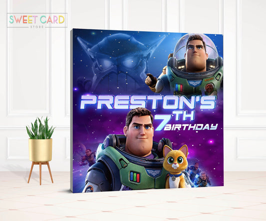 Buzz lightyear birthday backdrop, lightyear space backdrop,stars banner, astronaut, to infinity and beyond, toy backdrop decor, table decor