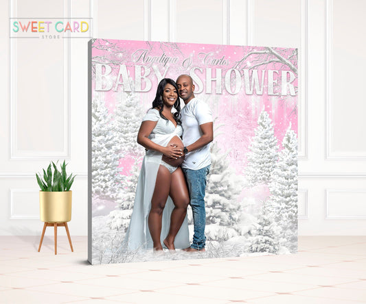 Winter Wonderland Snowflakes party backdrop, Winter Onederland Backdrop, Winter Trees Baby shower backdrop, winter wonderland baby Shower