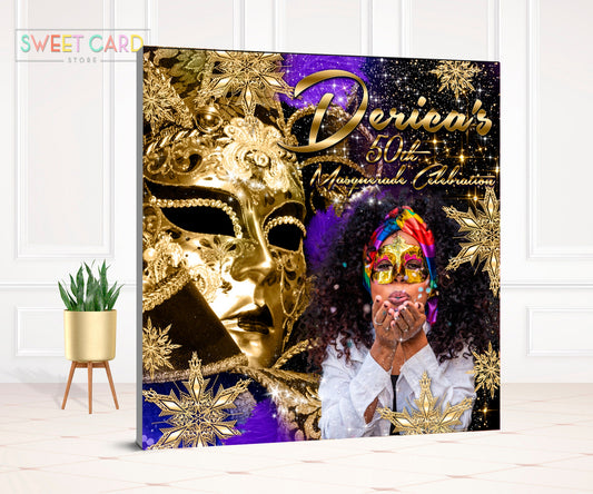 masquerade backdrop, gold purple masquerade, Glitter masquerade, masquerade,mardi gras backdrop,party backdrop,birthday backdrop,printed