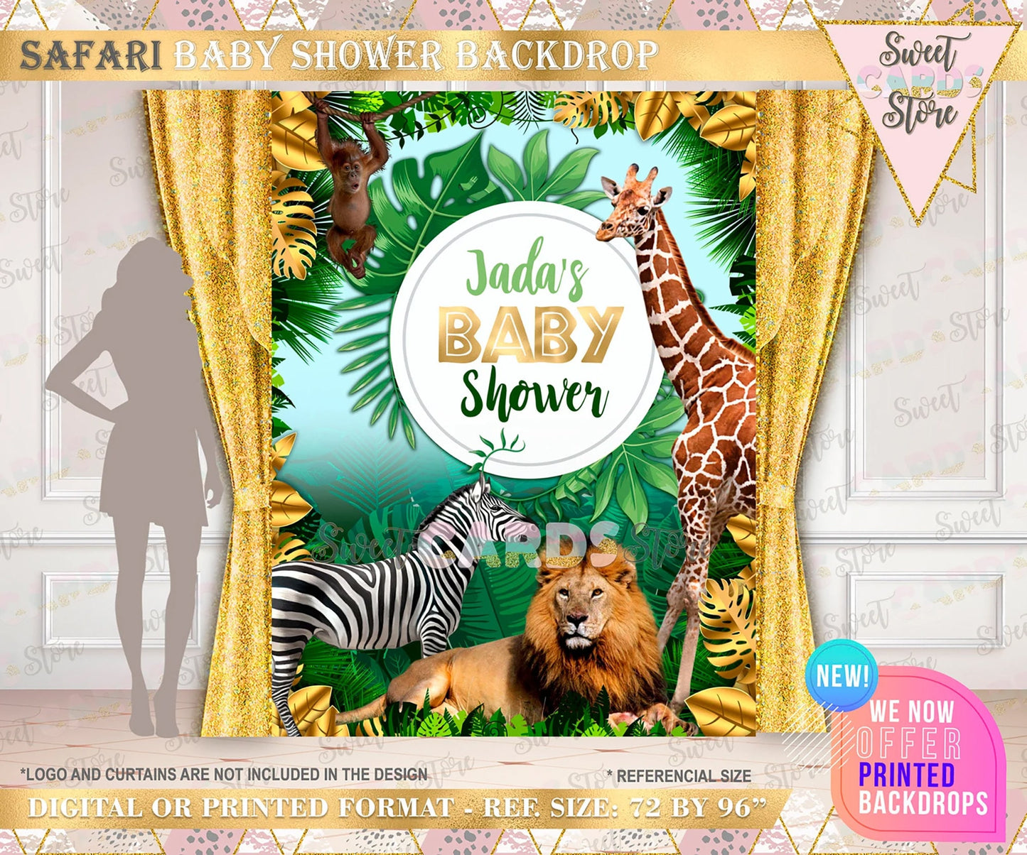 Jungle safari Printable Backdrop, Jungle animals Theme baby shower backdrop, Jungle Birthday Party, Wild One jungle backdrop, Jungle Banner