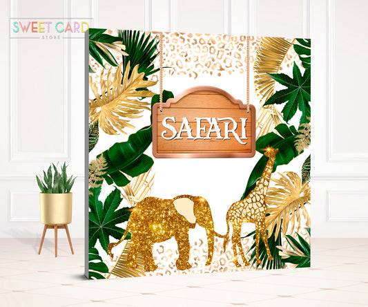 JUNGLE SAFARI BACKDROP, jungle animals baby shower, safari giraffe, zebra,  leopard, party backdrop, jungle printable backdrop wild decor