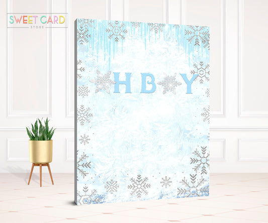 Winter Wonderland Snowflakes party backdrop, Winter Baby shower Backdrop, Winter Snow Oh Bow Baby Shower Snowflakes backdrop Banner decor