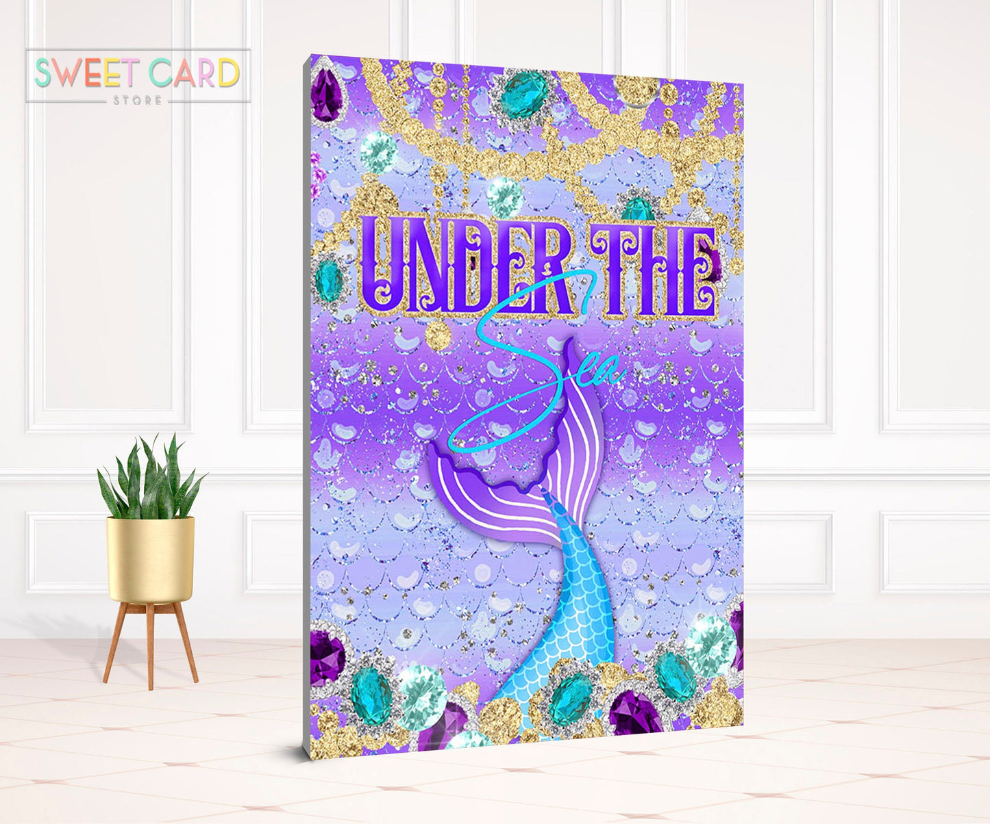 MERMAID BACKDROP, Under the sea mermaid tail backdrop, underwater bubbles backdrop, under the sea mermaid fishes backdrop banner