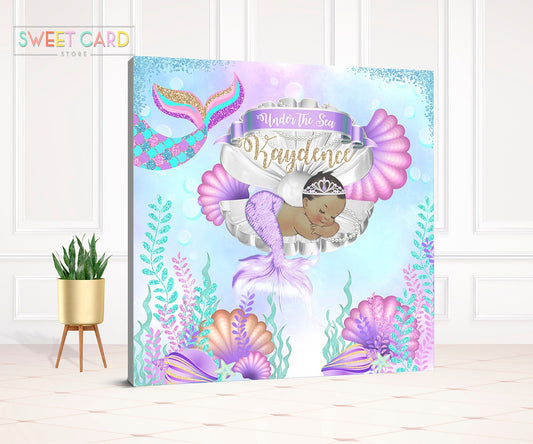 MERMAID BACKDROP, Under the sea mermaid tail backdrop, underwater bubbles backdrop, under the sea mermaid fishes backdrop banner