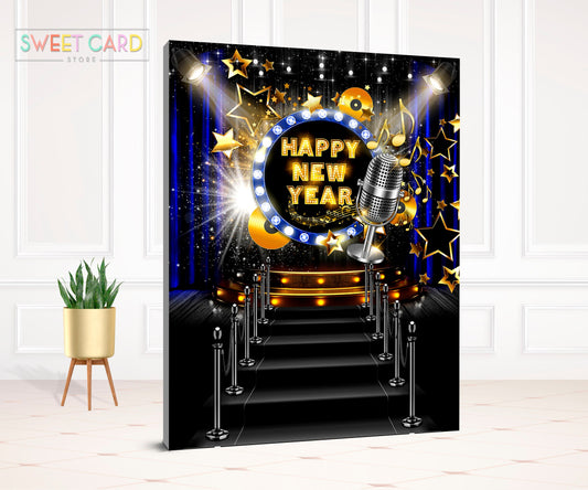 Happy new year party backdrop, new year festivity night banner, new year decor, new year 2023 table backdrop, 2023 party celebration