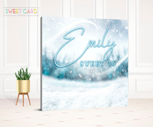 Winter Wonderland Snowflakes party backdrop, Winter Onederland Backdrop, Winter Snow sweet 16 Snowflakes backdrop, winter wonderland decor