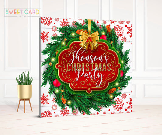 Merry christmas party backdrop, christmas decor party Backdrop, christmas backdrop, christmas ornaments party backdrop, snowflakes decor