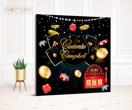 CASINO VEGAS BACKDROP, casino party backdrop, casino birthday backdrop, casino banner decor, casino backdrop 50th 40th 60th,diamond backdrop