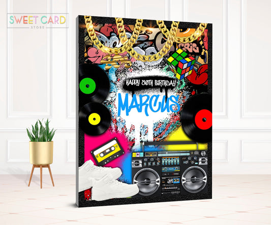 80's 90's Graffiti Party Backdrop, 90s retro Backdrop, Retro Backdrop, graffiti backdrop, 80s Backdrop, urban style Backdrop, boombox banner