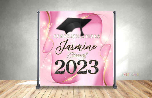 Prom Backdrop, Pink gold senior prom backdrop, Graduation backdrop, prom 2023 backdrop, class of banner senior backdrop, printed digital