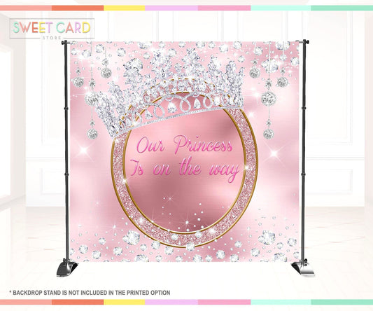 Princess baby shower backdrop, princess glitter backdrop, Princess girl backdrop, princes baby shower backdrop pink gold princess backdrop