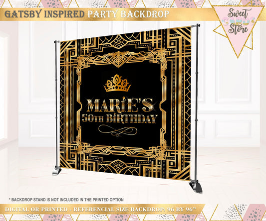 Art deco Printable Backdrop, retro Printable backdrop, art deco Theme party backdrop, roaring 20s Party Decor, prom backdrop decor banner