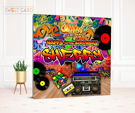 90's Birthday Backdrop, Retro graffiti Backdrop, 80's & 90's Backdrop, Hip Hop Backdrop, Custom backdrop Graffiti banner backdrop decor