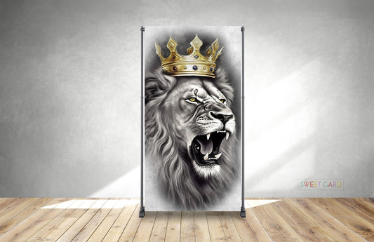 LION KING BACKDROP Birthday Party Backdrop Fifty forty Birthday Party Backdrop, man elegant lion royal 50th 40th 60th Backdrop Backdrop